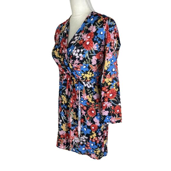 Revolve RESA Iris Bow Floral Surplice Mini Dress V-Neck Long Sleeve Size XS - Picture 5 of 7